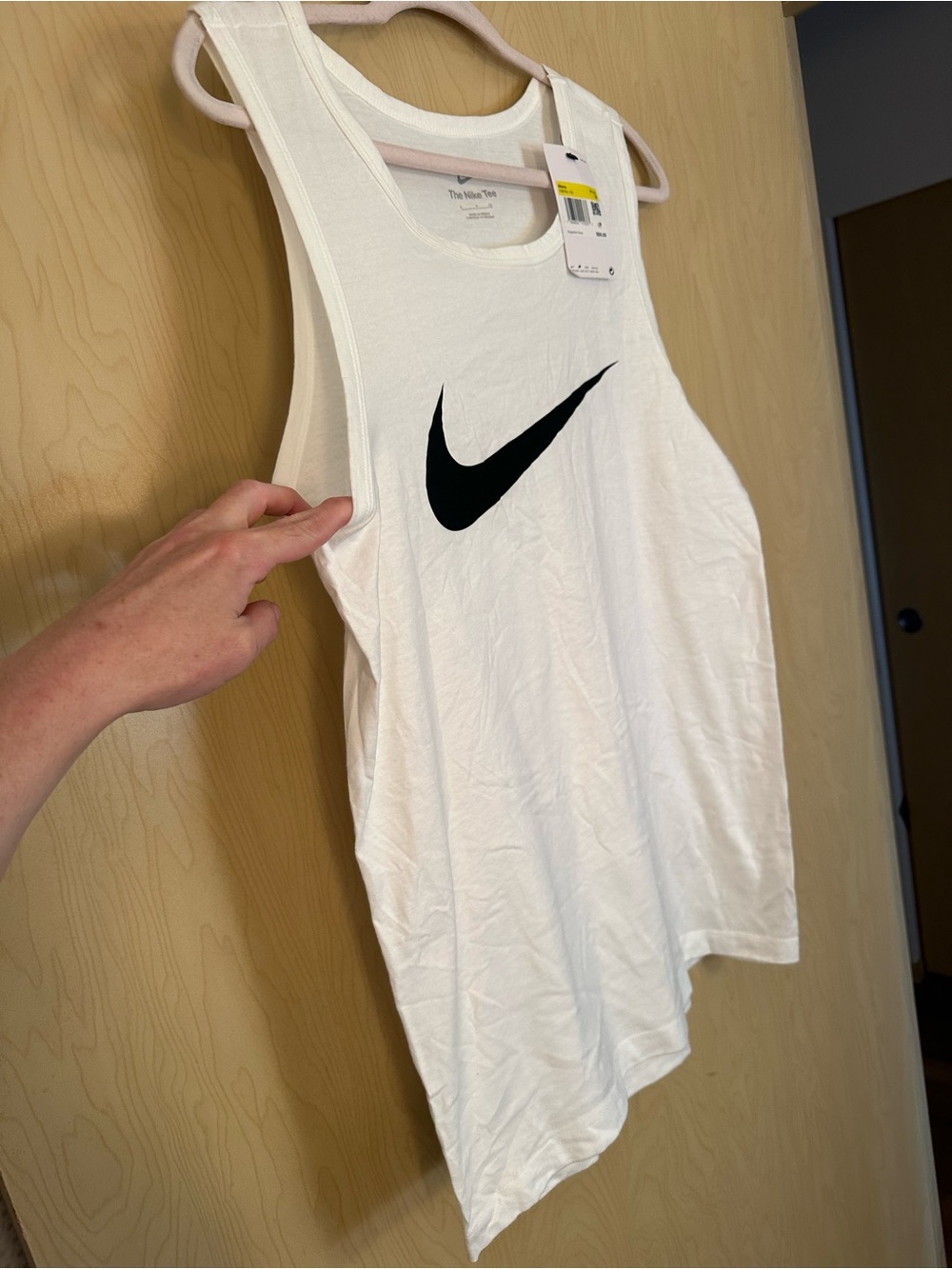 Nike White Tank with Black Swoosh Logo - Picture 3 of 6